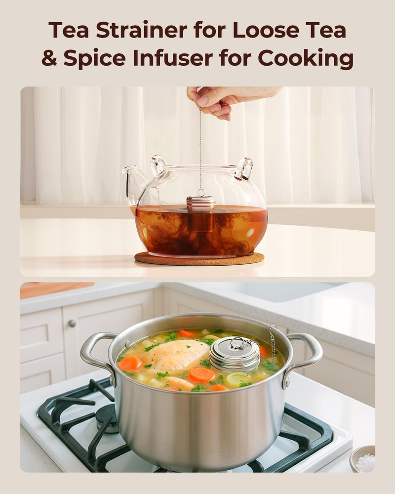Tea Infuser 2 Pack Large for Loose Tea & Spice Infuser for Cooking