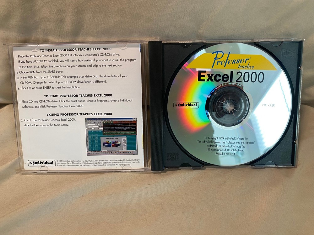Professor Teaches Windows Word Excel PowerPoint Front Page 2000 Training CDs Set