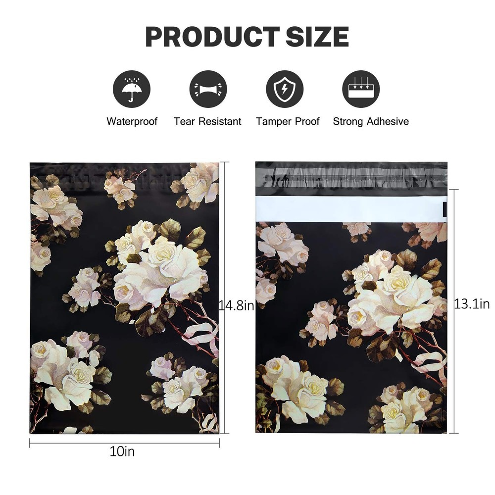 10X13 (100 Pack) Floral Pattern Poly Mailer Envelope Plastic Custom Mailing &...