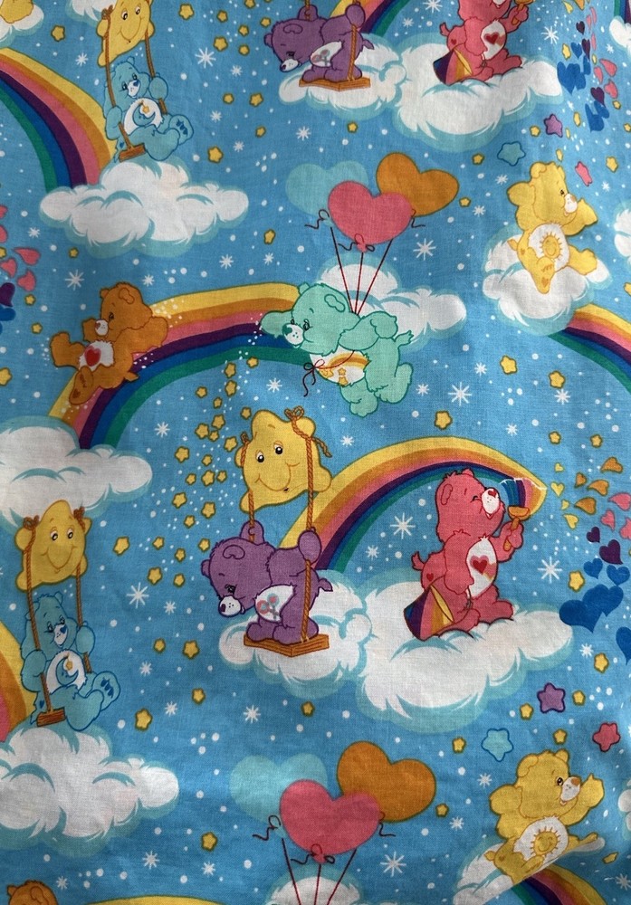 Care Bears Fitted Crib Sheet Blue Rainbows