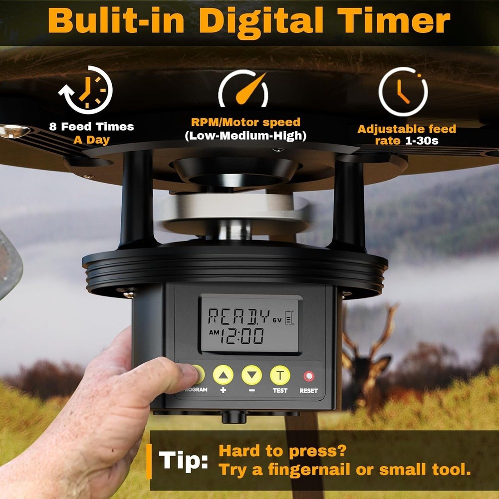 Automatic Digital Timer Deer Feeder Kit with Battery and Solar Compatibility