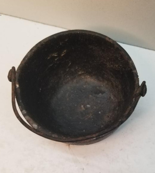 Miniature Cast Iron Pot With Handle Marked "110" on bottom