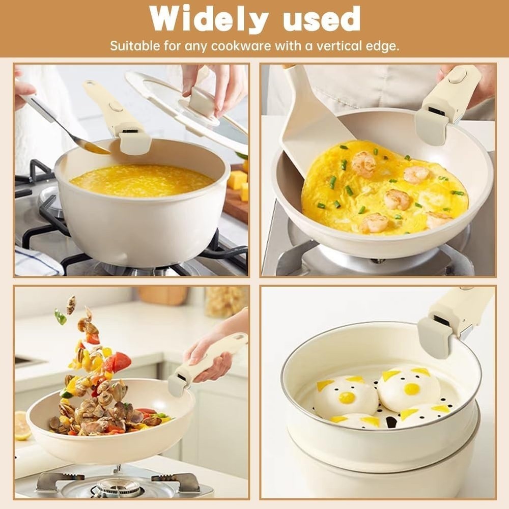 Universal Removable Handle Detachable Pan Pot Gripper Replacement Silicone White