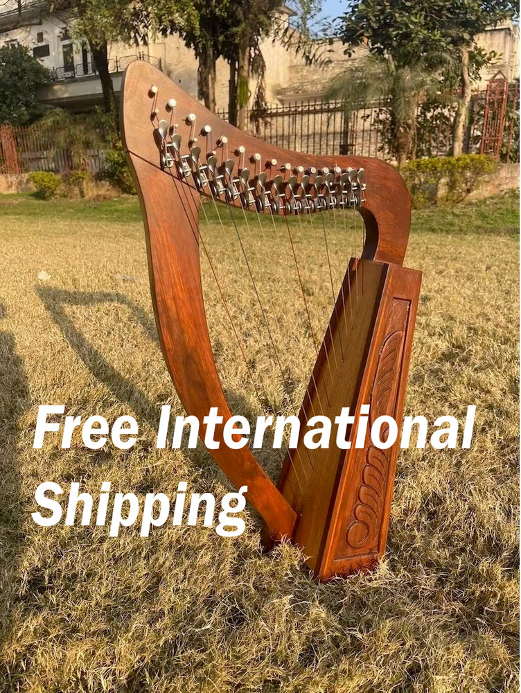 15 Strings Irish Lever Harp with Harp Case, Tuning Key & Strings Set