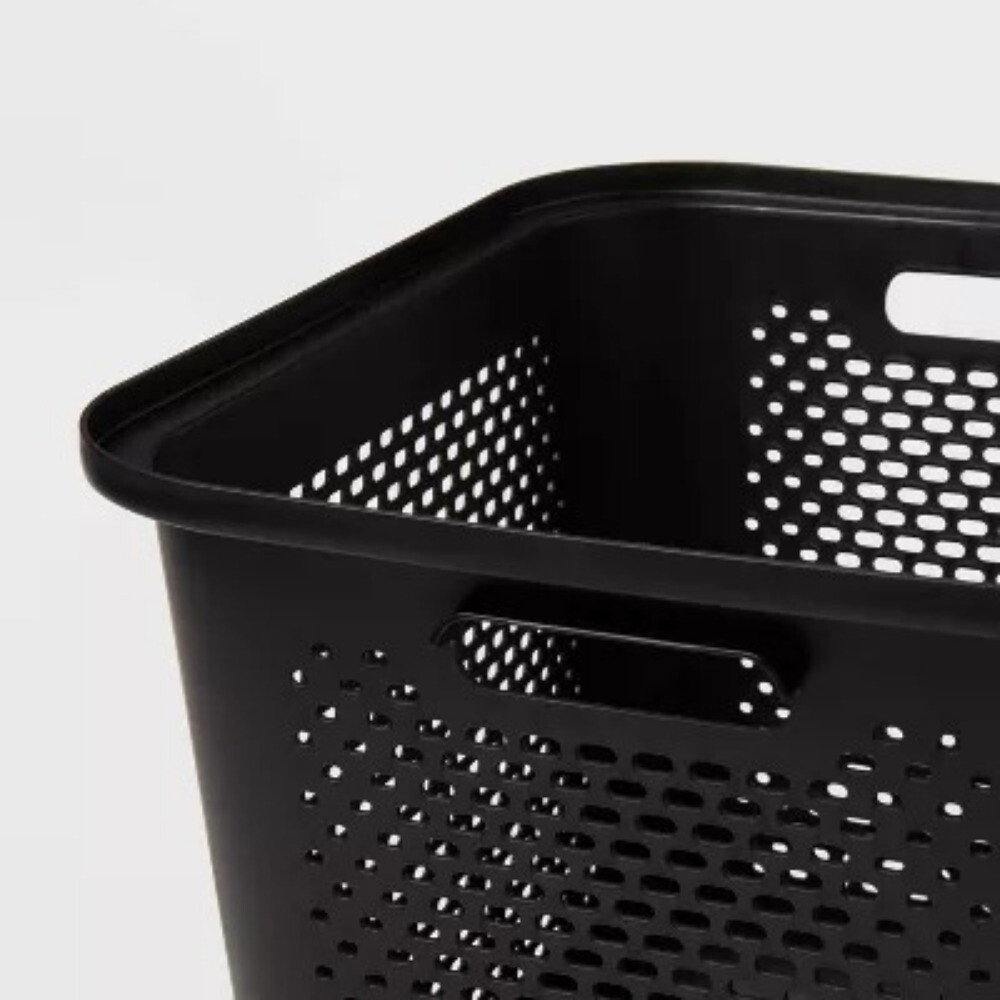 Large Decorative Plastic Bin with Cutout Handles