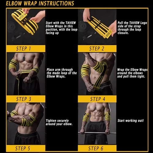 Elastic Elbow Wraps for Weightlifting & Powerlifting - Compression Support Strap