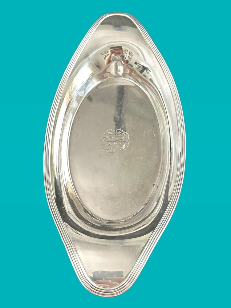 Exquisite c1910s Tiffany & Co Sterling Silver Oval Bread Dish Serving Tray Mono