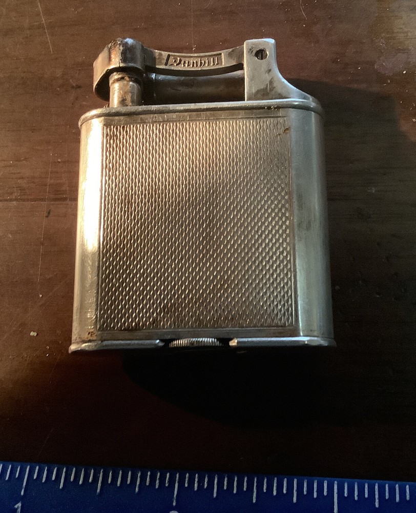 Alfred Dunhill The Standard Lift Arm Silver Engine Turned Barley Pattern Lighter
