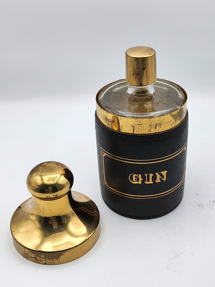 Vintage Gin Leather And Glass Decanter