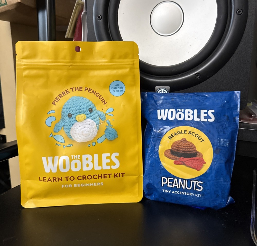 Woobles Peanuts & Pierre the Blue Penguin Learn to Crochet Hobby Kit
