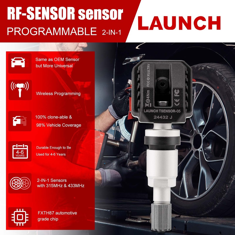 LAUNCH X431 i-TPMS TPMS Tire Pressure Sensor Activate/ Program/ Learn+4x Sensors