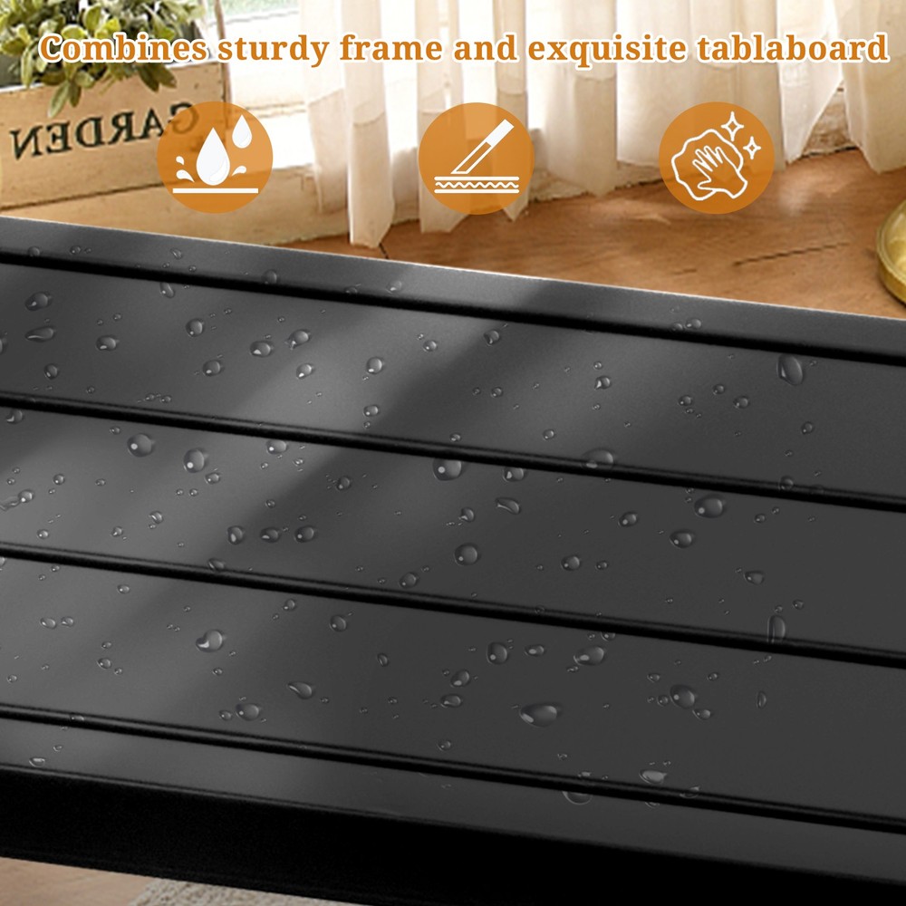 40in Iron with Adjustment Knob Patio Bar Table Black