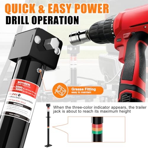 Upgraded 2-in-1 A-Frame Trailer Jack, Switch Between 5000lbs Foot Plate & 2000