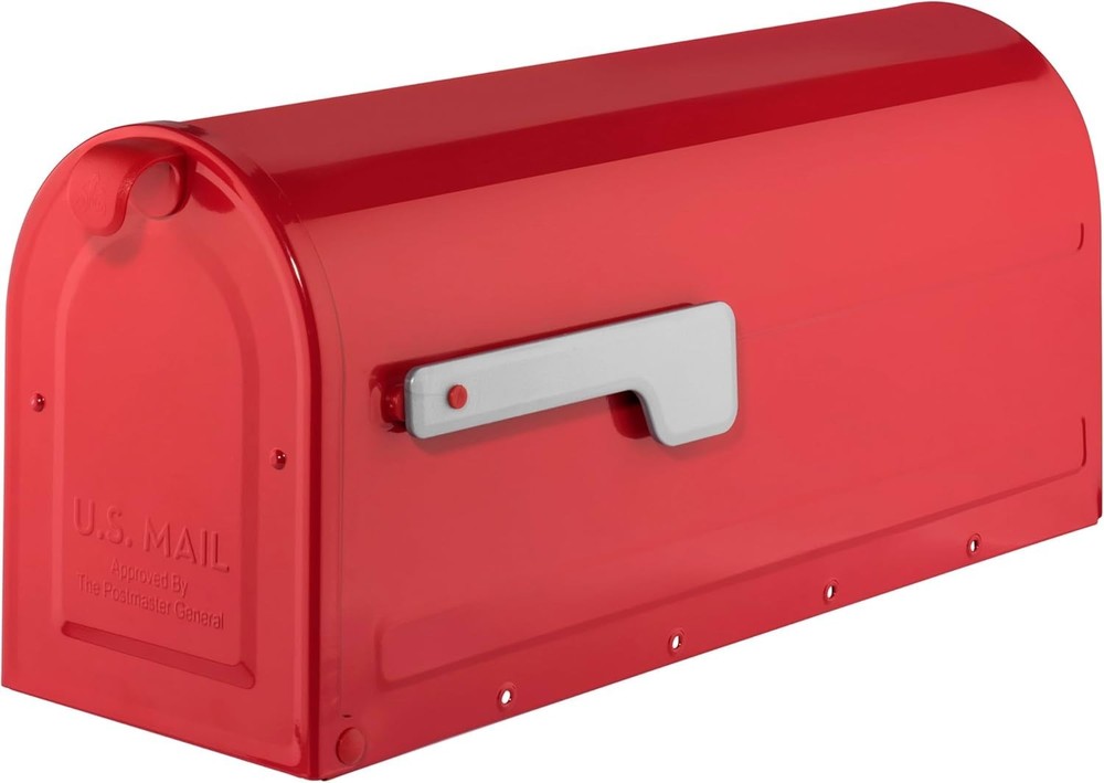 Elegant Medium Red Mailbox - USPS Approved Post Mount, Durable & Weather Ready