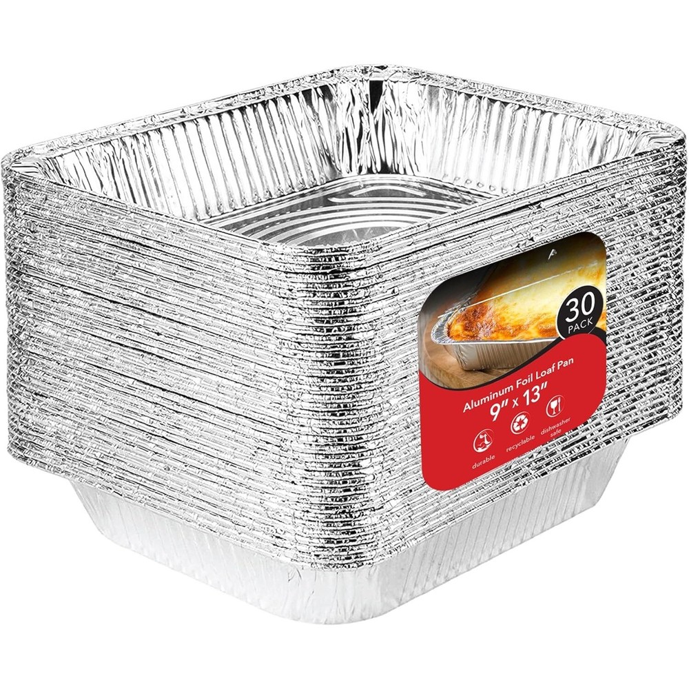 9x13 Disposable Aluminum Pans (30 pack) - Half Size Steam Table Deep Pan