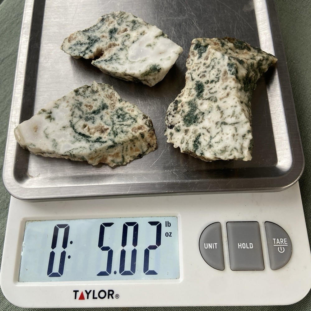 Green Moss Agate Rough 3 Pc 5 Oz