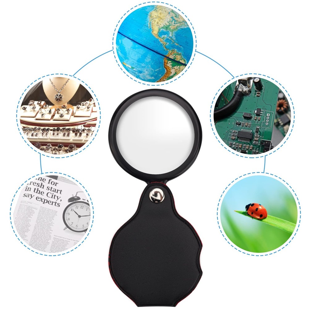 5 Pack 10X Foldable Magnifying Glass with Rotating Protective Cover for Reading