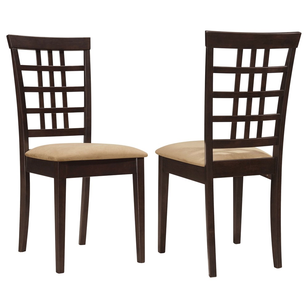Cappuccino and Beige Lattice Back Side Chair