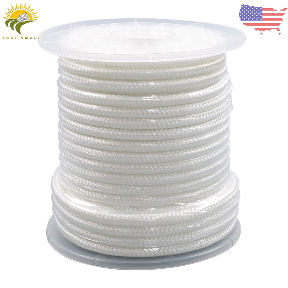 5/16" × 100' White Nylon Rope Sturdy Spool Solid Braid Rope Abrasion Resistance