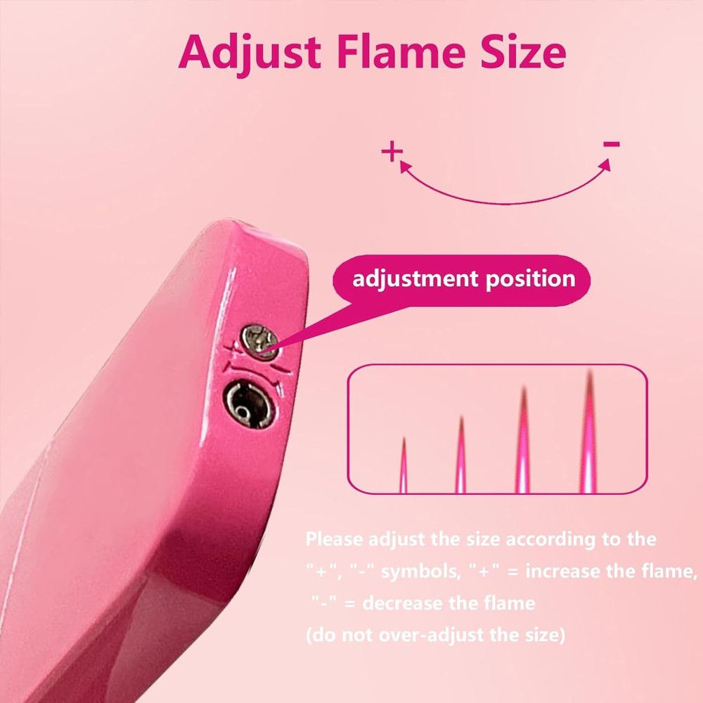 Torch Lighter, Pink Flame Lighter Cute Pink Glitter Torch Windproof Cool Lighter