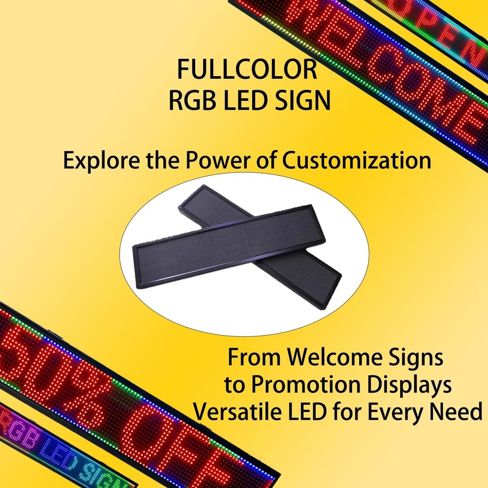 P10 Programmable Scrolling LED SIGN 40"×8" LED Display, High Brightness & I