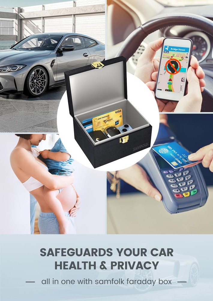 Samfolk Faraday Box and Pouch 2 Pack, Keyless Entry Car Key Safe Protector,An...