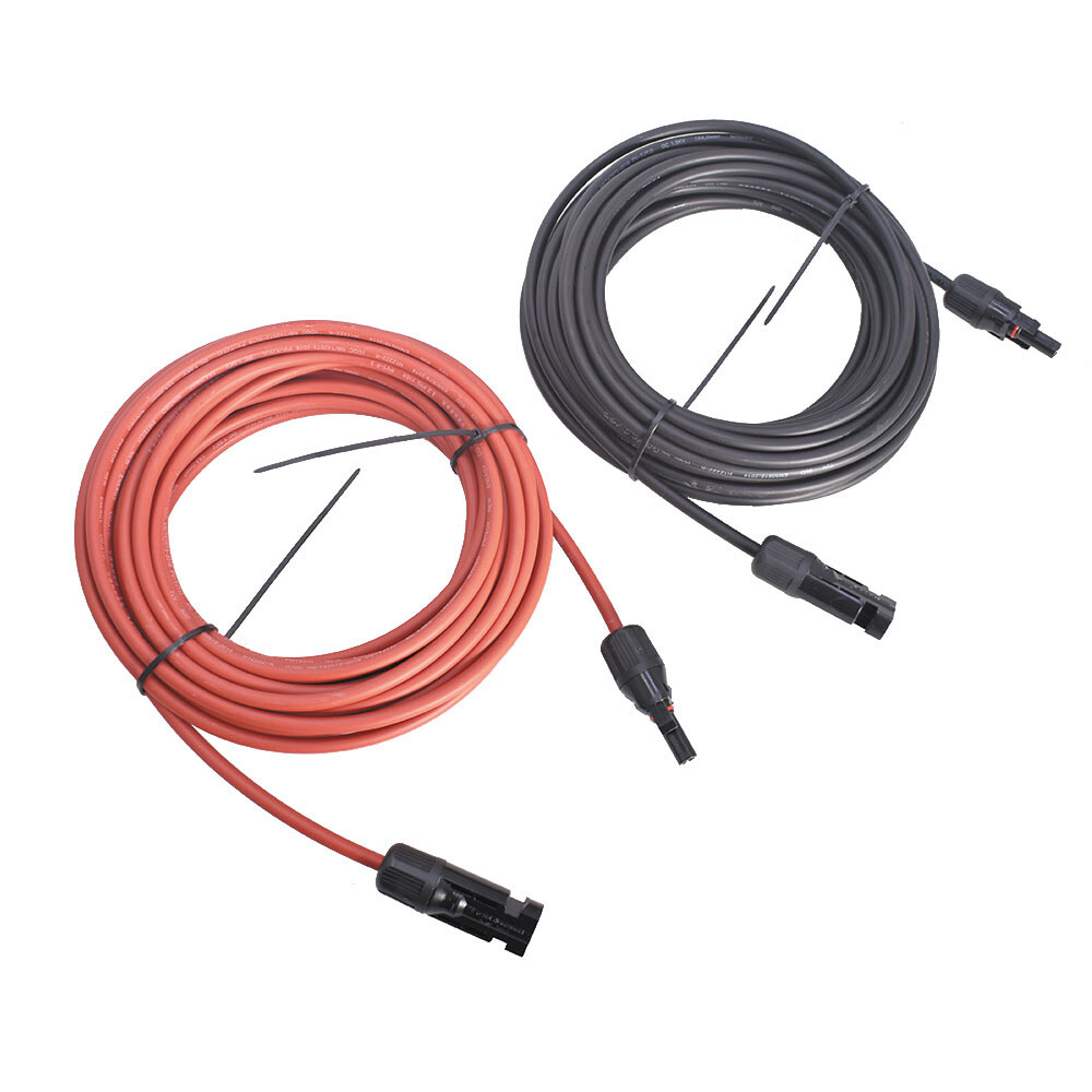 High Quality 12 AWG 20 FT Black + Red Solar Panel Extension Cable Wire Connector