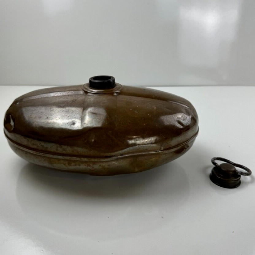Antique Copper Bed Warming Pan Oval Lid With Handle 5" Tall 11.5" Long