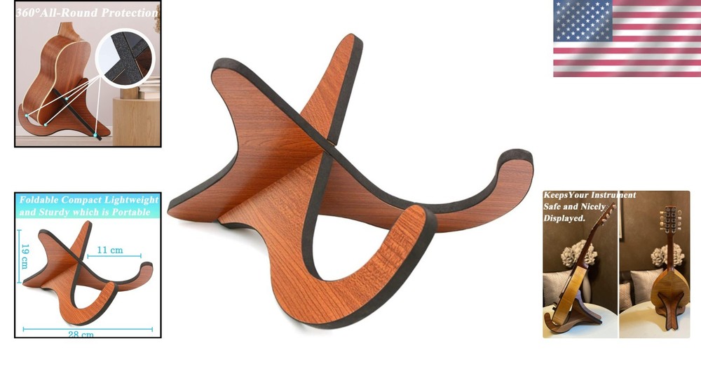Elegant Wooden Folding Ukulele & Small Instruments Stand