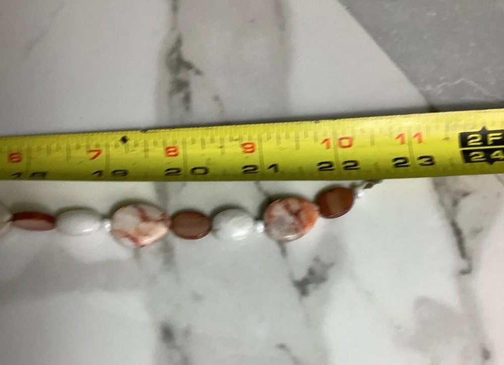 Handcrafted RED JASPER MARBLE Necklace | 24"