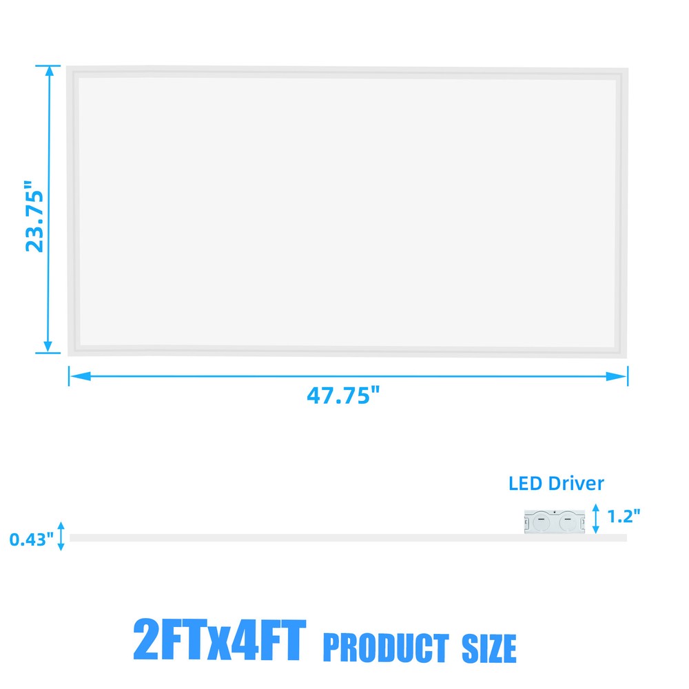 4 Pack 2x4 ft LED Panel Light, Drop Ceiling Shop Office Lights, 75W