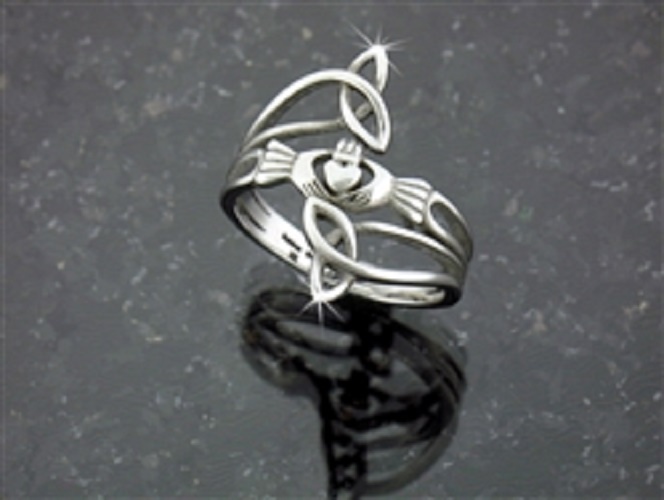 Modern "Take Me Home" Claddagh & Trinity Stainless Steel Ring