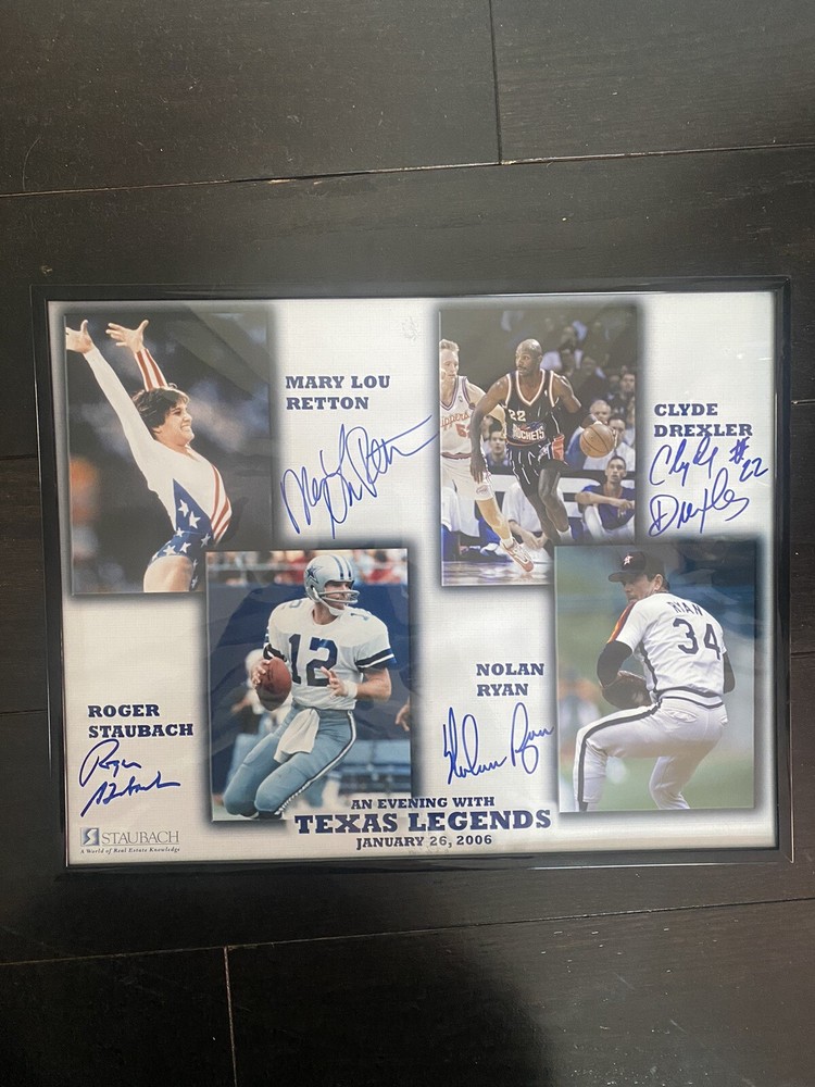 Nolan Ryan / clyde drexler/ mary lou retton/ roger staubach Signed with JSA auth