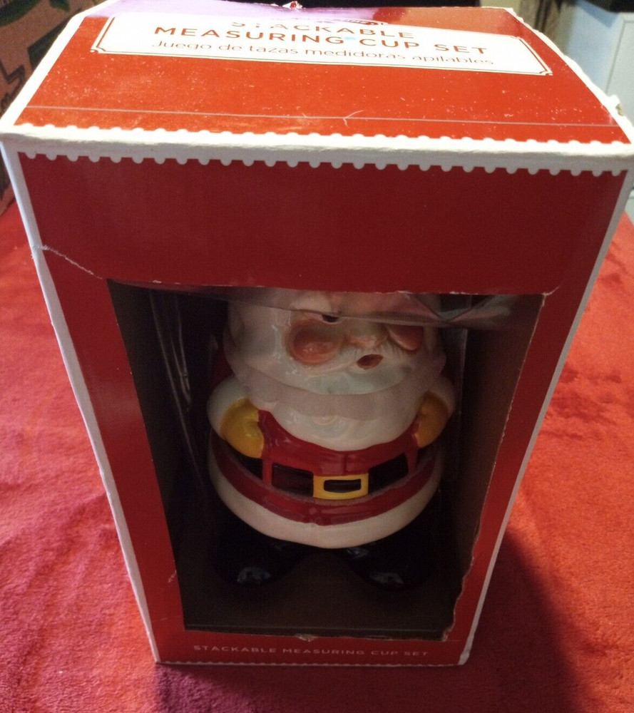 Stackable Measuring Cup Set Santa Claus By Holiday Time NIB