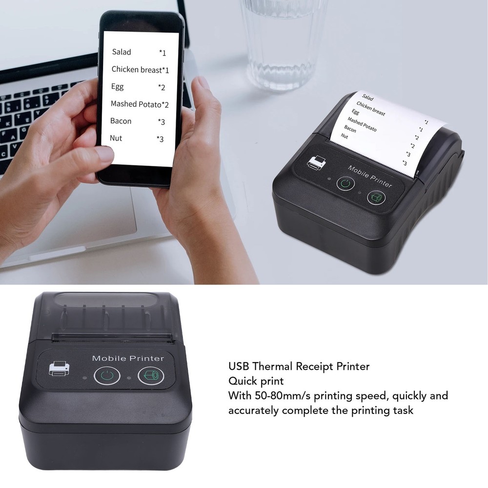 USB Ticket Printer Portable Thermal Receipt Printer QR Code Support 50 To 80mm⭐