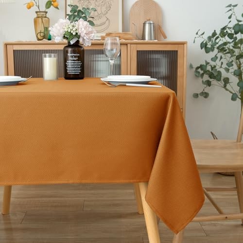 Fall Tablecloth Textured Fabric Square Tablecloths 90" x 90" (Square) Bronze