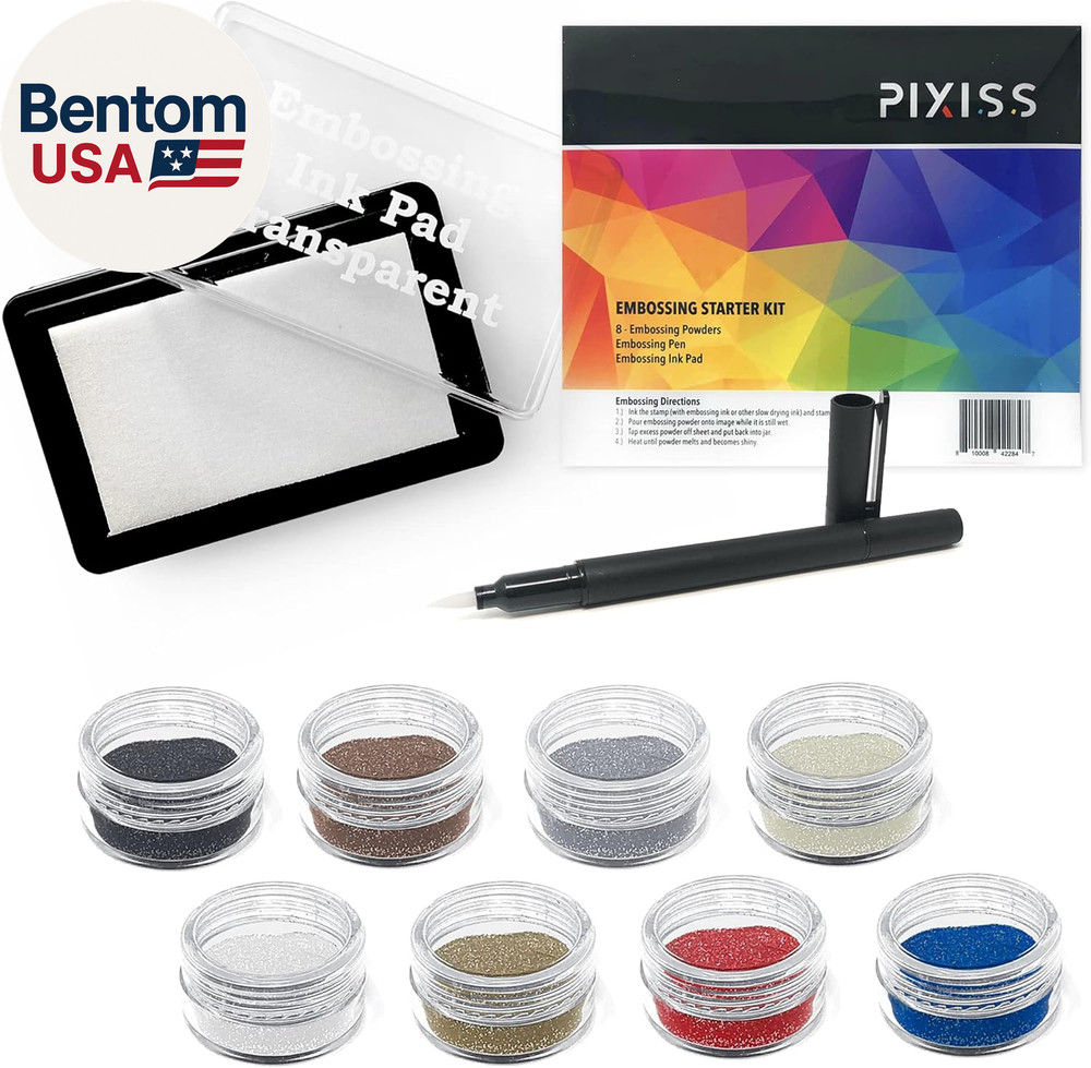 Embossing Kit with Heat Tool Bundle, Embossing Powders, Complete Embossing Start