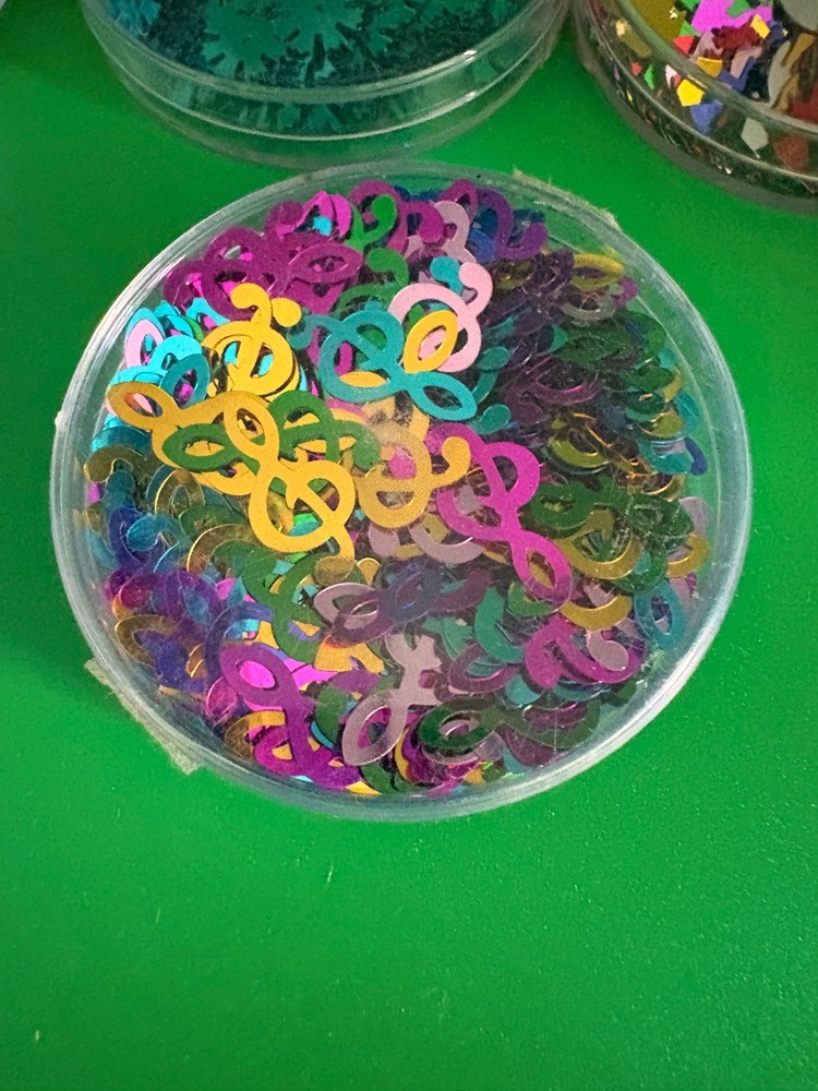 Multicolored Shaped Glitter - 7 0.5 oz containers plus 0.2 oz