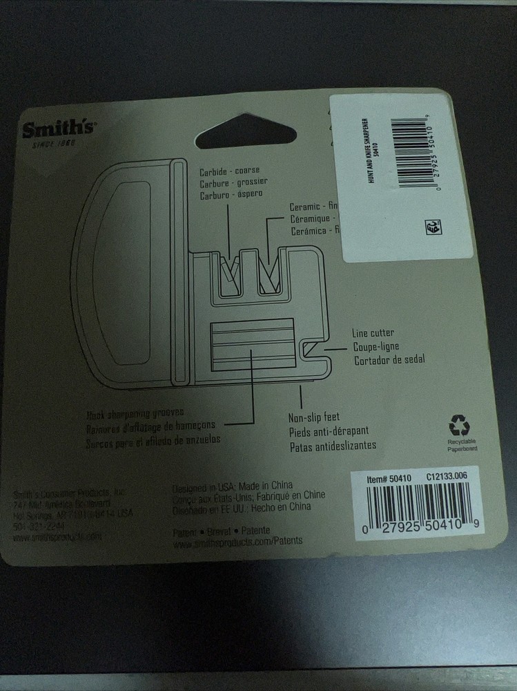 Smiths Hunt Fish Knife Hook Sharpener Lightweight Durable Tackle Box Must Have