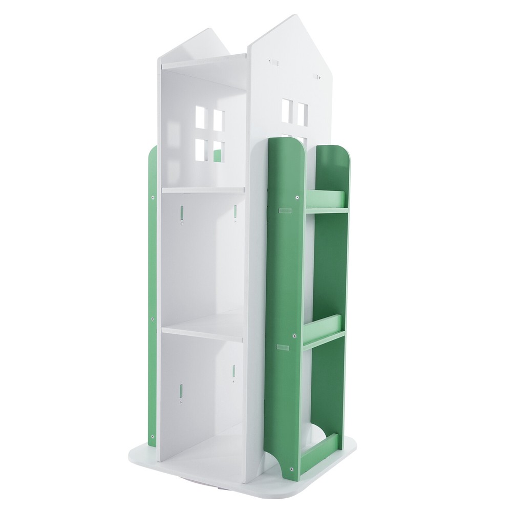 360° Rotating Bookshelf 4-Tier Bookcase Storage Shelf /Freestanding Display Rack