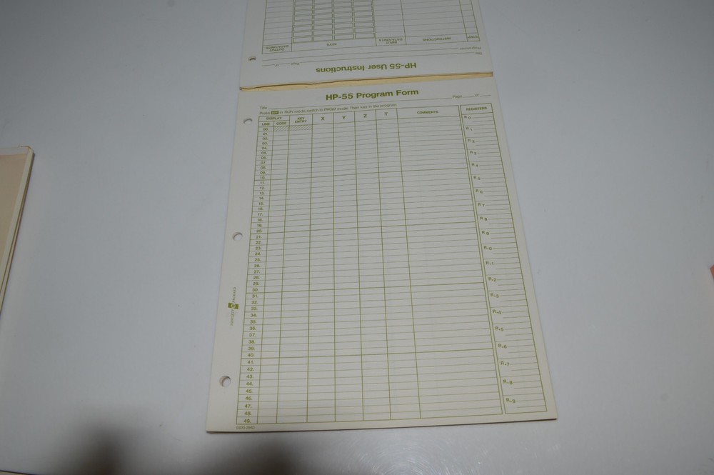 *CF* HP HEWLETT-PACKARD Programming Pad For HP-55 Calculator (CLC64)