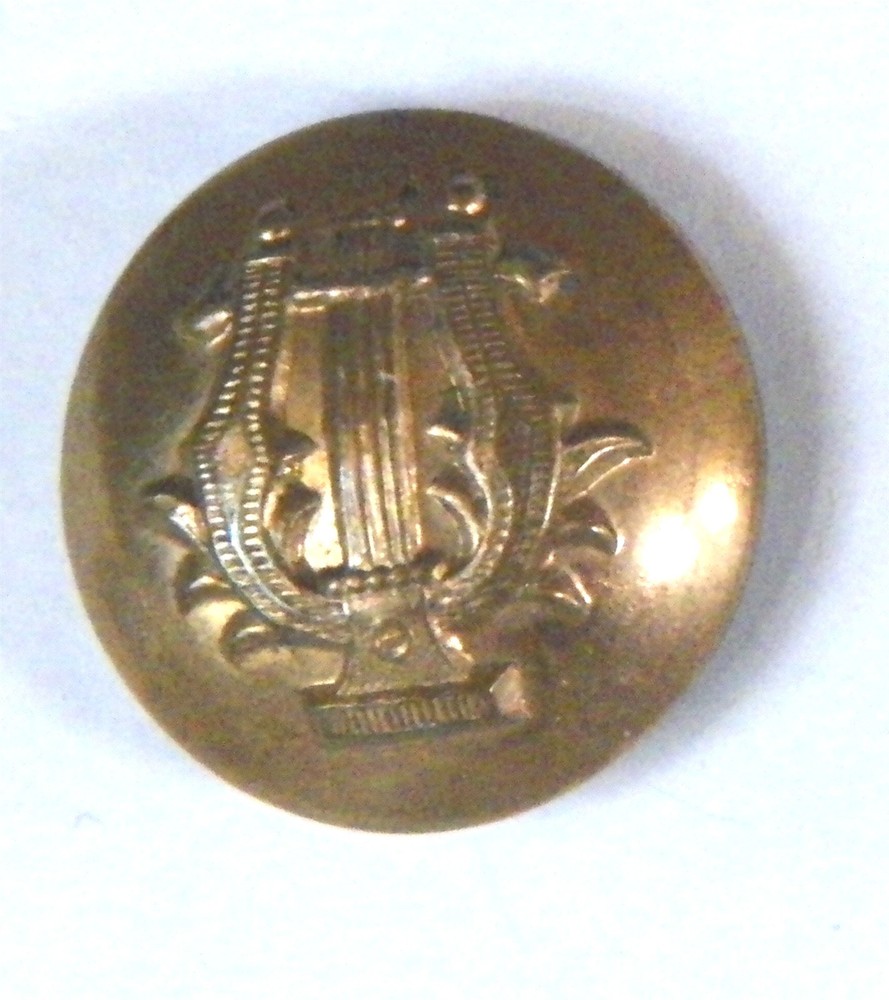 Bb BAND UNIFORM BUTTON 1860's Backmark STOCK DESIGN SCOVILL Medium