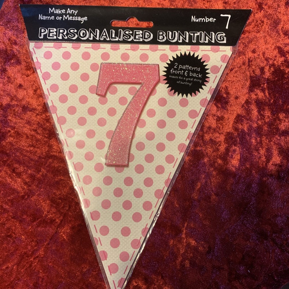 Make Any Message Or Name Personalised Bunting Pink Number 7