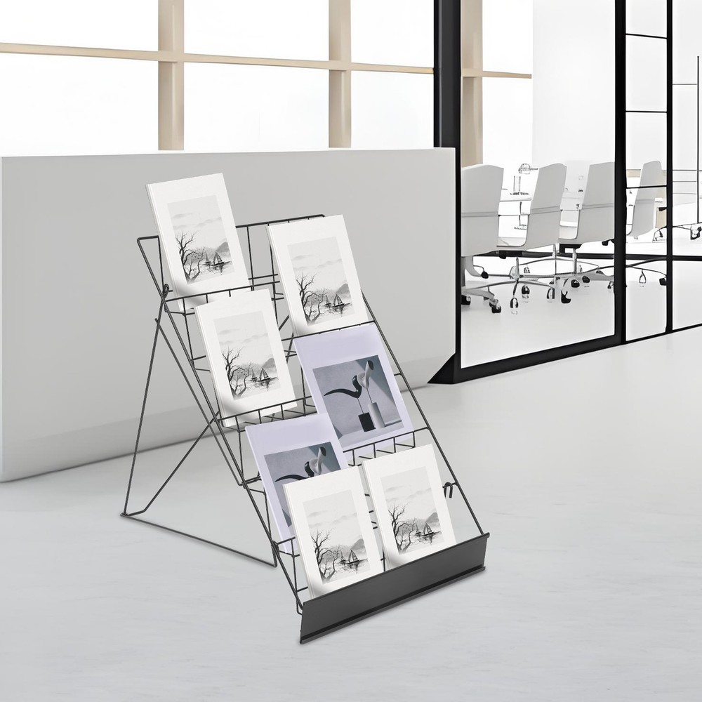 6 Tier Wire Countertop Rack, Book Display Rack, Comic Book Display Rack Black
