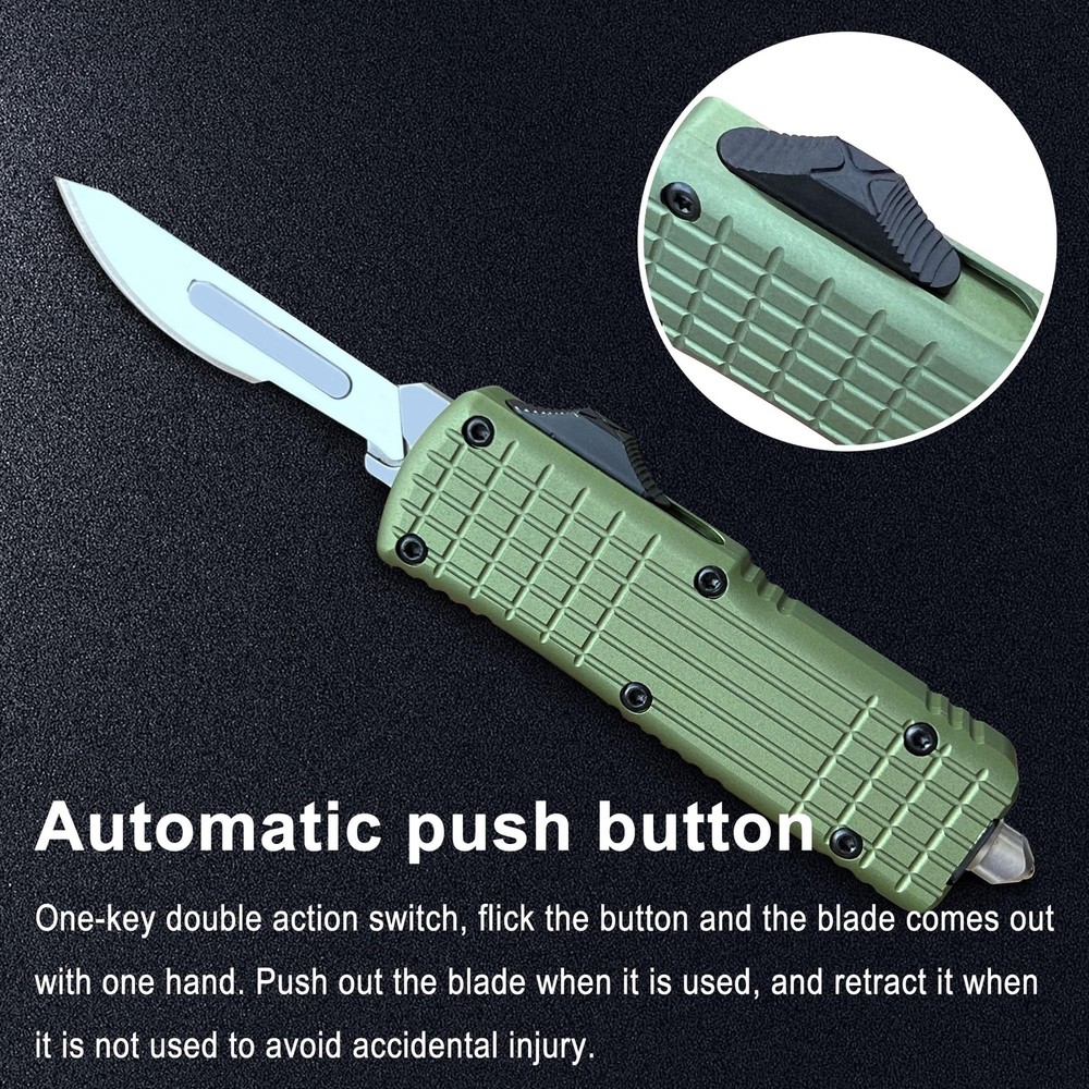 Automatic Utility Knife Push Button, EDC Pocket Boxcutters With Clip, Double ...
