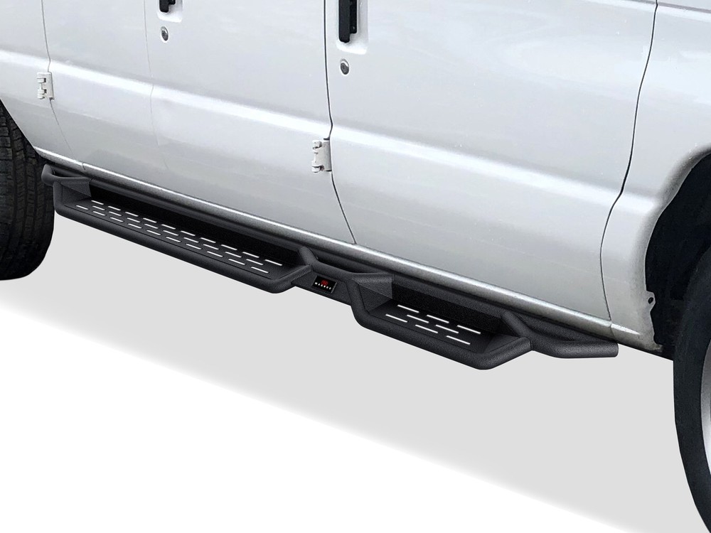 APS Black Side Step Side Bars For 99-14 Ford Econoline Full Size Van