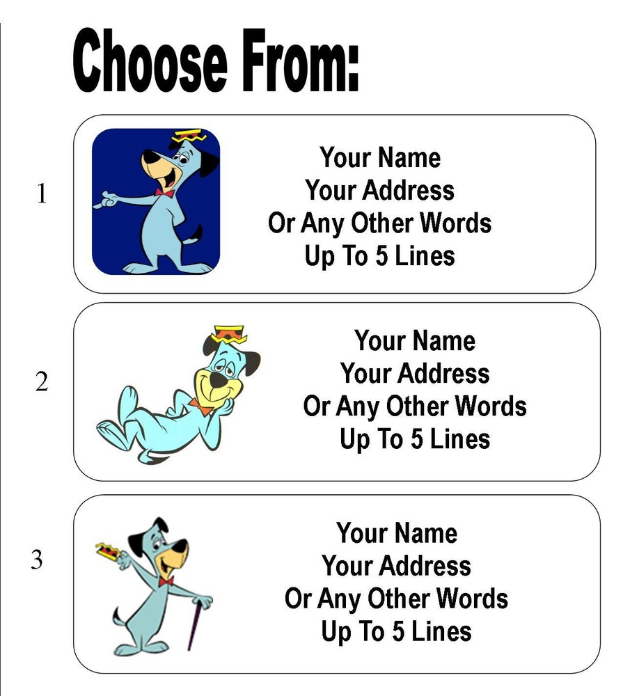 30 Huckleberry Hound Personalized Address Labels