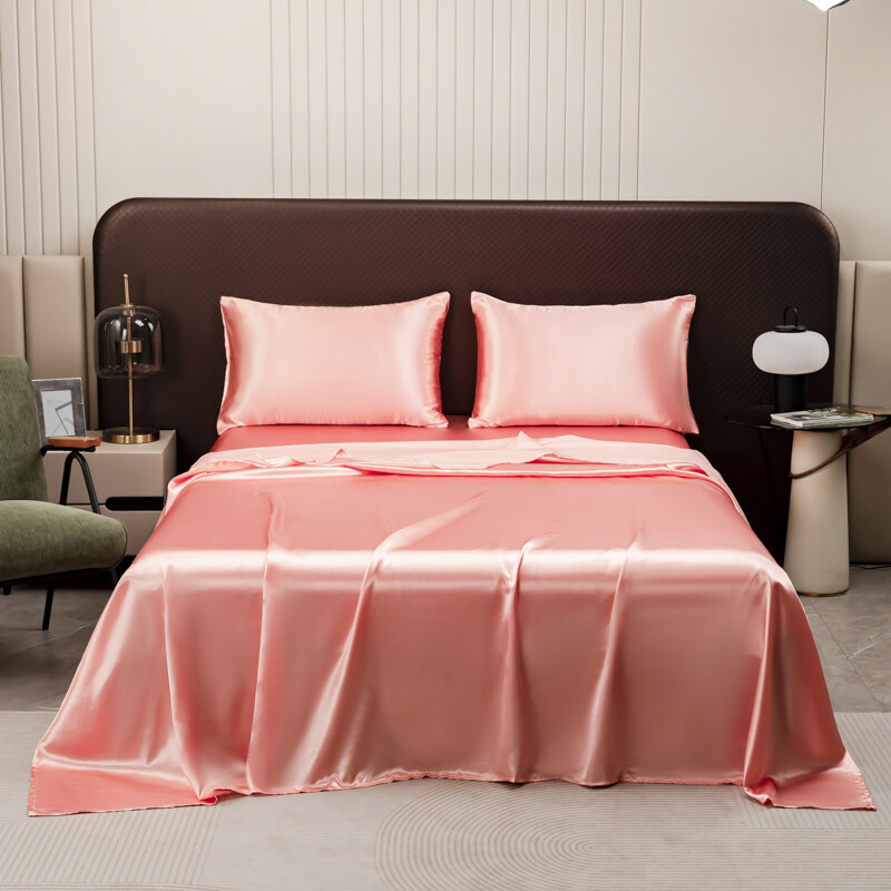 Satin Silk For Bedding Flat Bed Sheet / Pillowcase / Flat Sheet Queen/King Bed