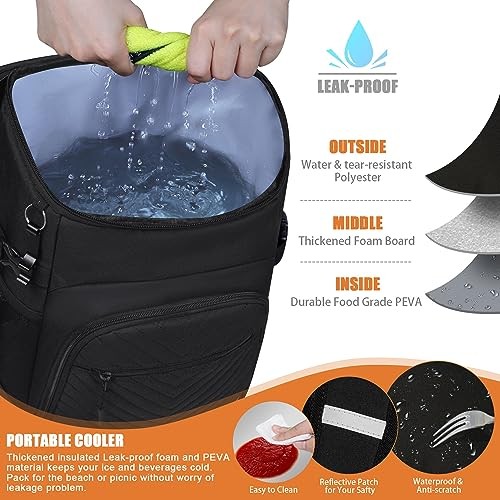 Cooler Backpack Insulated Leakproof Waterproof Backpack Cooler 30 Cans black