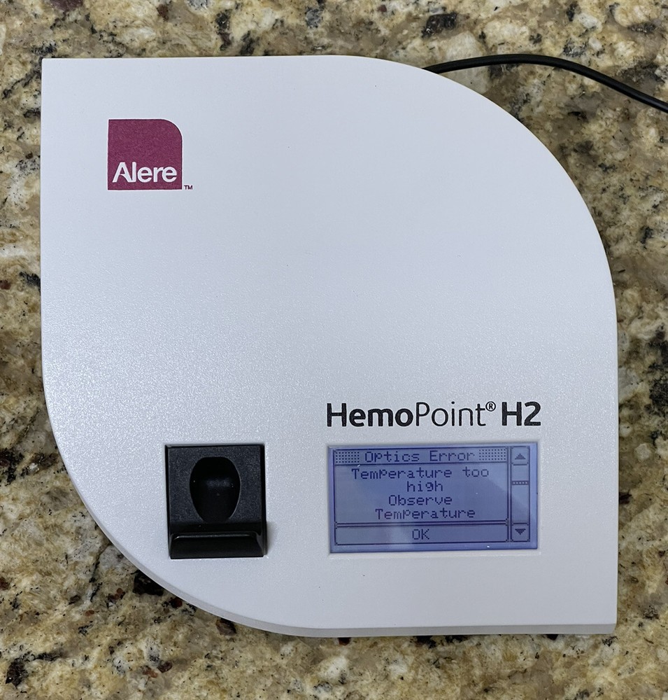 Alere HemoPoint H2 Hemoglobin Test Meter & Power Adapter - OPTICAL / TEMP ERRORS